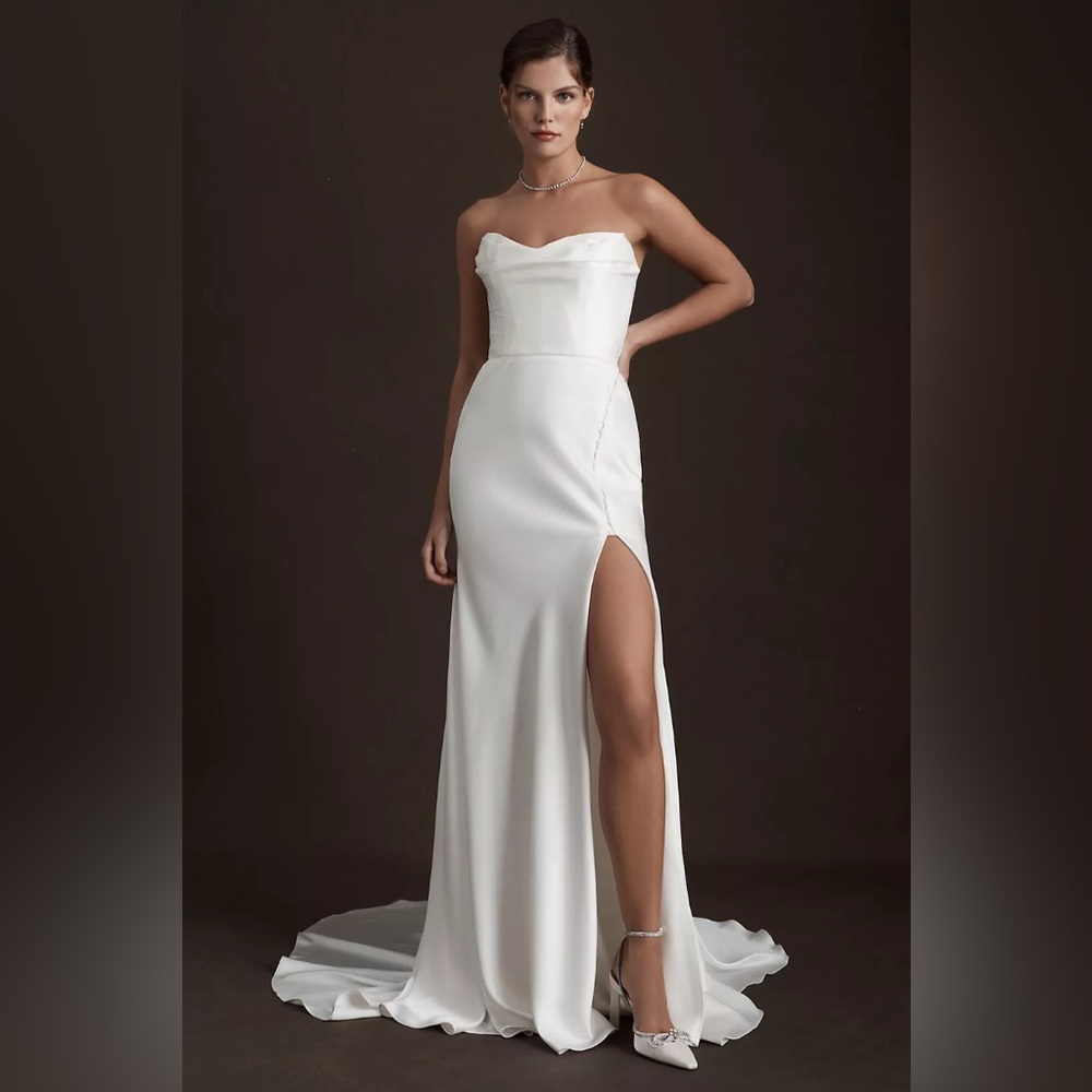 NWT Watters Orlie Strapless Corset Satin Sheath Wedding Gown size 8